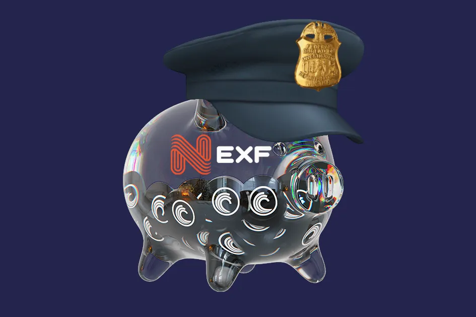 The NexFundAI pig logo, wearing a police hat with an FBI badge on the front