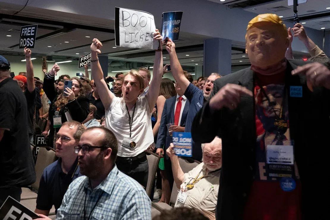 Libertarian Nation Convention attendees boo Donald Trump amid “Free Ross” signs